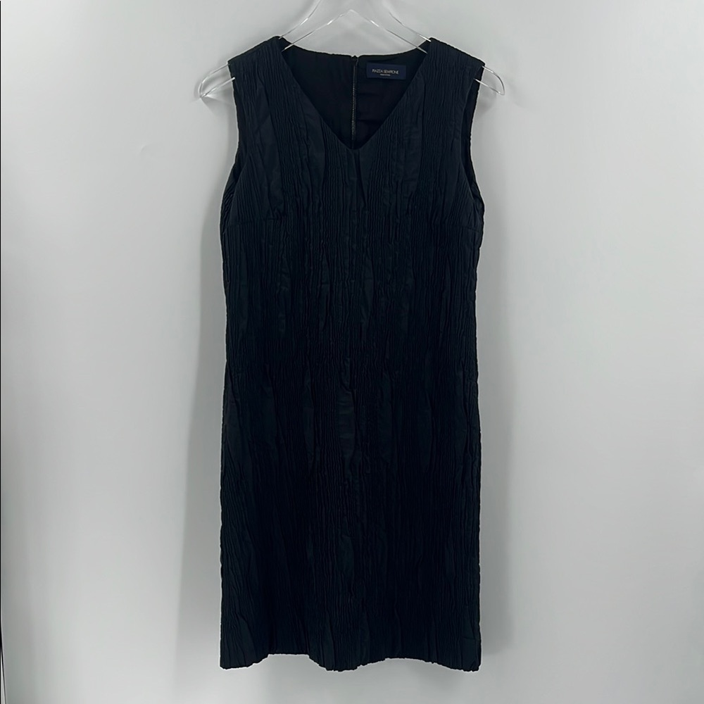 Piazza Sempione Black Textured Midi Dress